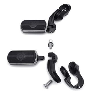 HONGK- Black Skull Foot Peg w/ 2.5" Short Angled Adjustable Mount Kit Compatible with 1.25" Engine Guard (Harley Forty Eight XL1200X/ Street Glide/Fat Boy/Iron 883) [B07FDRMJ23]