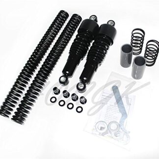 HONGK- Black Slammer Shocks + Fork Springs Lowering Kit Compatible with 2006-2014 Harley Dyna FXD [B07BDLWVTM]