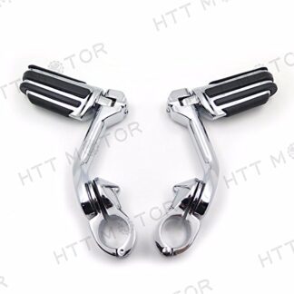 HONGK- Chrome 5" Long Foot Peg Kit Compatible with 1.25" Engine Guard Yamaha Roadstar/Honda GoldWing [B06XPNWPKZ]