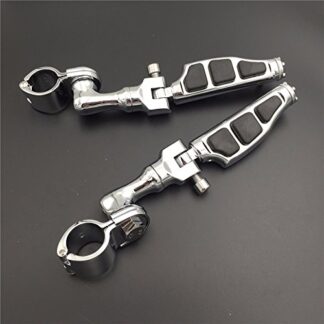 HONGK- Chrome Adjustable Peg Mounting Kit AirFlow Foot Peg Footrest Compatible with Harley Sportster 883 1200 Street Bob Softail CVO Equipped 1-1/4 inch Front Engine Guard [B01BI84WGA]