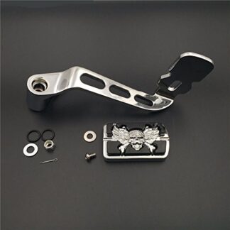 HONGK- Chrome Billet Rear Brake Lever Brake Pedal Foot Lever with Zombie Wing Foot Peg 3 Hollow-Out Compatible with 2014-later Touring Trike Road King Street Glide CVO Tri Glide FLHR [B01JCPKWOW]