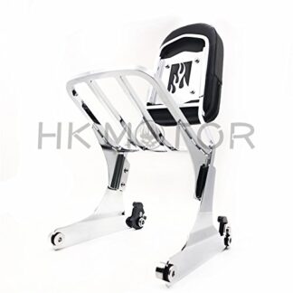 HONGK- Chrome Detachable Sissy Bar Backrest & Luggage Rack Compatible with Harley Softail FLH [B06VVKLB9R]