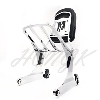 HONGK- Chrome Detachable Sissy Bar Backrest & Luggage Rack Compatible with Harley Softail FLH [B0771HQR12]