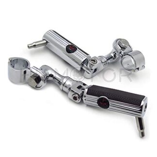 HONGK- Chrome Highway Foot Pegs Footrest 1 1/4" Engine Guard Mounts Clamps Compatible with Harley [B07HPDZ66K]