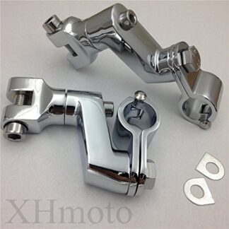HONGK- Chrome Longhorn Footpeg engine guard Mounts Magnum Clamp Compatible with Harley Davidson [B01BN0GZCC]