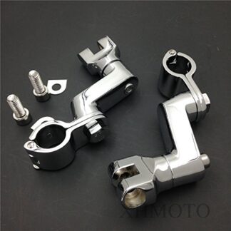 HONGK- Chrome Longhorn Offset Peg Mounts 1" Magnum Quick Clamp Compatible with Harley Davidson [B01BN0H2LA]