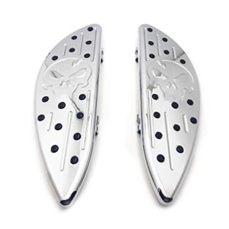 HONGK- Chrome Skull Driver Stretched Floorboard Compatible with Harley Touring Softail FL Dyna FLD [B07B4RR511]