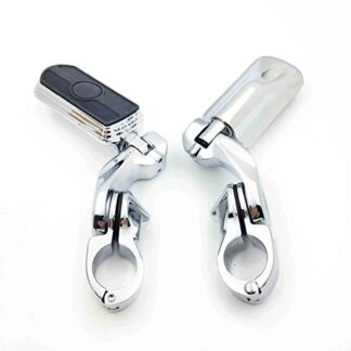 HONGK- Chrome Skull Foot Pegs w/ 2.5" Short Angled Adjustable Mount Kit Compatible with 1.25" Engine Guard Front Tube (Harley Softail Slim/CVO Limited/Tri Glide/Wide Glide) [B07FJRZ3XG]