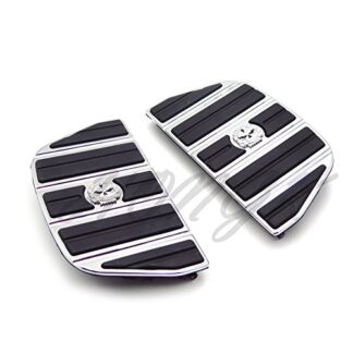 HONGK- Chrome Skull Zombie Passenger Footboard Insert Kit Traditional Shape Compatible with TOURING FLHT FLT FLTR FLHR FLHS SOFTAIL FLSTC FLSTN FLSTF FLSTS DYNA FLD MODELS WITH D STYLE FOOTBOARDS
