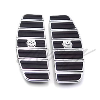 HONGK- Chrome Skull Zombie Rider Footboard Insert Kit- Traditional D Shape Compatible with TOURING FLHT FLT FLTR FLHR FLHS SOFTAIL FLSTC FLSTN FLSTF FLSTS [B07FJQDY6F]
