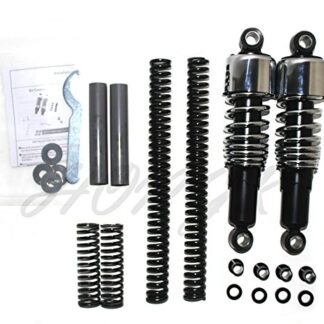 HONGK- Chrome Slammer Lowering Kit Fork Spring Shock Absorber Compatible with Harley Dyna FXD 91-05 [B07BDCYVPK]