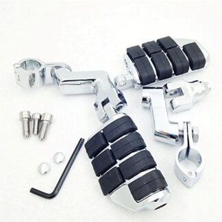 HONGK- Chromed Highway Clamps 1" Large Foot Pegs Compatible with YAMAHA V-STAR Roadstar KAWASAKI VULCAN [B01BN0FYSI]