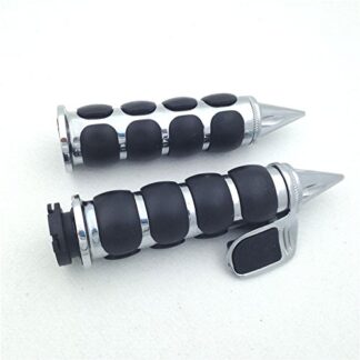 HONGK- Chromed Spike 1" Rubber Hand Grip With Contoured Throttle Boss Compatible with Yamaha Road Star Silverado MMLTD V Star 1100 Classic 650 Classic Custom [B01BI82HTE]