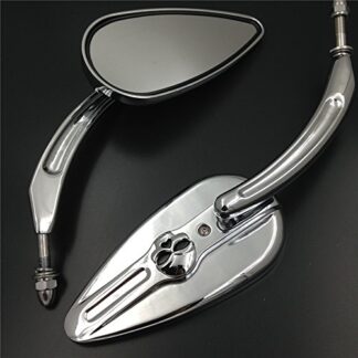 HONGK- Dyna Low Rider EFI FXDLI Skull Flame Side Mirrors Compatible with 1984-2014 universal to most Harley bike chrome [B01C0SSUT2]