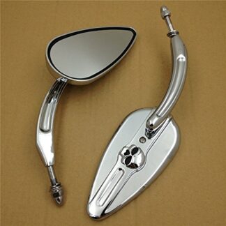 HONGK- Fat Boy EFI FLSTFI Skull Flame Side Mirrors Compatible with 1984-2014 universal to most Harley bike chrome [B01C0SSTKC]