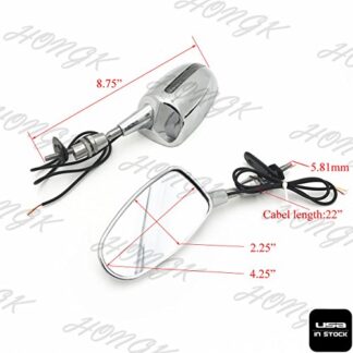 HONGK- LED Rear View Mirror Compatible with Honda CBR 600 Kawasaki Ninja 500 ZX6 Chrome 6MM thread [B072W8GW7F]