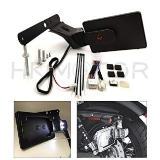 HONGK- Motorcycle Black Side-Mount License Plate Kit Rear Fender with LED light Skull Back Compatible with Harley Davidson 2004-later XL models (except XL1200T) Sporster 1200 Roadster 883 [B07FDRPSQ4]