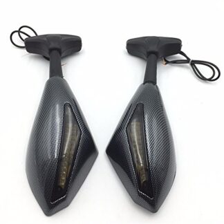 HONGK- Motorcycle Blue Led Turn Signal Mirror Carbon Fiber Smoke Compatible with Cbr 125R 150R Suzuki Sv650S Katana Tl1000R [B01D0QNVA6]