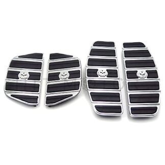 HONGK- Motorcycle Chrome Skull Zombie Rider and Passenger Footboard Kit- Traditional D Shape Compatible with TOURING FLHT FLT FLTR FLHR FLHS SOFTAIL FLSTC FLSTN FLSTF FLSTS [B01ETS4FPE]