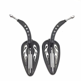 HONGK- Motorcycle Customize Black Flame Groove Side Mirrors Raindrop Shape Compatible with Harley Night Train FXSTB Springer Softail FXSTS Sportster 1200 XLH1200 [B01D0QNZTS]