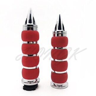 HONGK- Red Chrome Billet Aluminum 1" Hand Grip 25mm Compatible with Harley Softail Fat Boy FLSTF [B076BGS8SW]