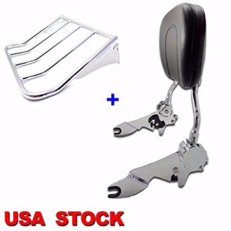 HONGK- Skull Adjustable Backrest Sissy Bar+Luggage Rack Compatible with Harley Touring 09-15 [B078YMM9K1]