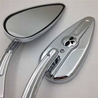 HONGK- Skull Flame Side Mirrors Compatible with 1984-2014 universal to Sportster 883 Custom XL883C most Harley bike chrome [B01C0SSR86]