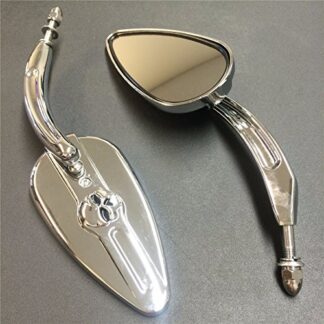 HONGK- Skull Flame Side Mirrors Compatible with 1984-2014 universal to Sportster 883 XLH883 most Harley bike chrome [B01C0SSQNW]