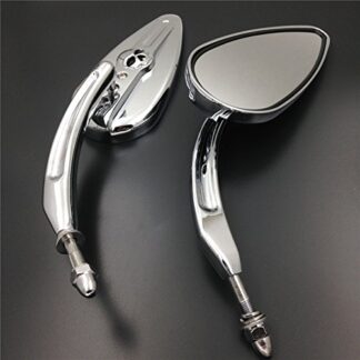 HONGK- Skull Flame Side Mirrors Compatible with 1984-2014 universal to most Harley bike chrome [B01C0SSU6U]