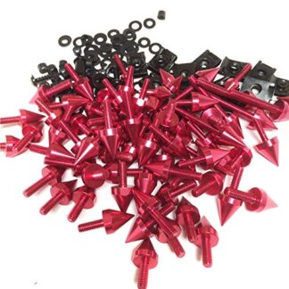 HONGK- Universal Spike Bolt Screws MC Sportbike Compatible with Kawasaki Ninja EX250 ZX14 ZX7 ZX9R RED [B01BN0OHD6]