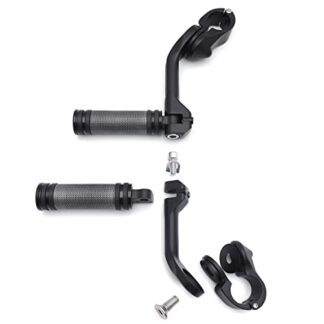 HTT- Black 5" Long Angled Adjustable Foot Peg Kit For 1.25" Engine Guard (Harley Road King/Sportster 1200/ Electra Glide/Freewheeler)