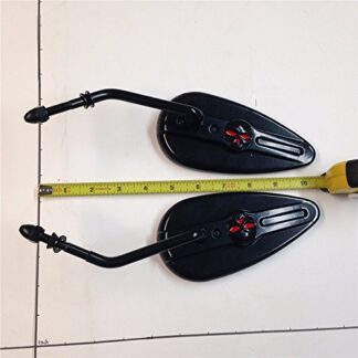 HTT Black Aluminum Skull Mirror For Harley Superglide Fat Bob Superglide Fat Bob FXEF