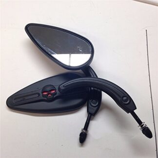 HTT Black Aluminum Teardrop Shape Skull Zombie Emblem Mirrors For Harley 1993-1996 Softail Rocker C FXCWC