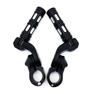 HTT- Black Foot Pegs w/ 2.5" Short Angled Adjustable Mount Kit 1.25" For GoldWing/Yamaha V-STAR/Suzuki Intruder/Kawasaki Vulcan Engine Guard