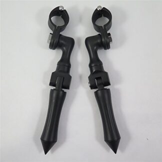 HTT Black Short Angled Adjustable Footpeg Mounting Kit Stick GoldWing VTX1300 Shadow Valkyrie Triumph w/ 1-1/4 inch (1.25") Front Engine Guard Frame Tube
