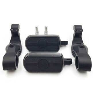 HTT- Black Skull Foot Peg w/ 2.5" Short Angled Adjustable Mount Kit For 1.25" Engine Guard (Harley Forty Eight XL1200X/ Street Glide/ Fat Boy/ Iron 883)