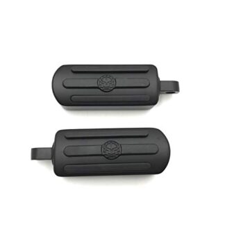 HTT Black Skull Footpegs Footrest For 1984-2016 Harley Davidson models with male mount-style foot peg support (Wide Glide/Fat Boy/Switchback)