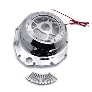 HTT- Blue LED Chrome See through Engine Clutch Cover For Suzuki GSXR1300 Hayabusa 1999-2013 / Suzuki B-king 2008-2009