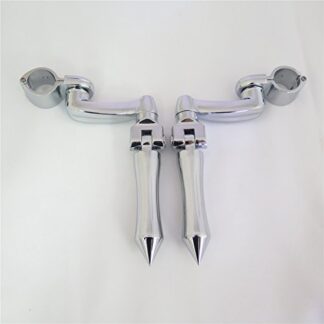 HTT Chrome 360 Adjustable Peg Mounting Kit Stick Peg For GoldWing VTX1300 Shadow Valkyrie Triumph Equipped w/ 1-1/4 inch (1.25") Front Engine Guard