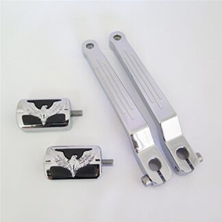HTT Chrome Eagle Hawk Silver Groove Cut Heel/Toe Shift Lever w/Shifter For Harley 1986-later FL Softail/1988-later Touring/2008-later Trike