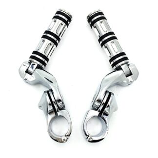 HTT- Chrome Foot Pegs w/ 2.5" Short Angled Adjustable Mount Kit 1.25" For Kawasaki VULCAN/Suzuki BOULEVARD M90/Harley Road King Engine Guard