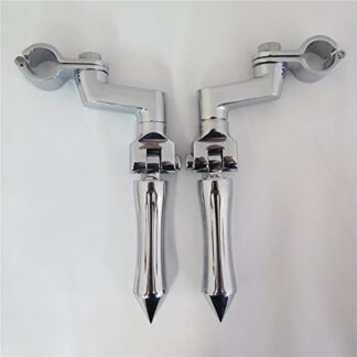HTT Chrome Footpeg Footrest w/Mounting Kit Clamps Fits Front Engine Guards with 1"(25mm) Diameter Tubing For Yamaha V-STAR Roadstar Suzuki Boulevard Intruder M90