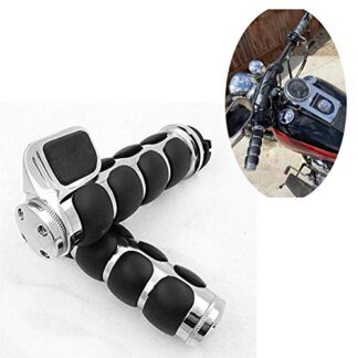 HTT Chrome Rubber Hand Grips 1" Pair For HD FXDWG Dyna Wide Glide/Suzuki Volusia 800 M50 Boulevard
