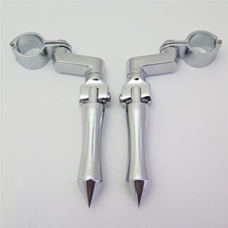 HTT Chrome Stick Footpeg Footrest w/Mounting Kit Clamps Fits Front Engine Guards w/ 1 1/2" Diameter Tubing For GoldWing VTX1300 Shadow Valkyrie Triumph