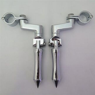 HTT Chrome Stick Footpeg Footrest w/Mounting Kit Clamps Fits Front Engine Guards w/ 1 1/4" Diameter Tubing For GoldWing VTX1300 Shadow Valkyrie Triumph