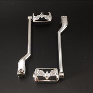 HTT GROUP Motorcycle Chromed 2 PCs Billet Style Heel/Toe Shift Lever Gear Shift Foot Lever with Eagle Hawk Foot Peg Footresr For Harley FL Softail Touring Trike FLST FLT FLHT