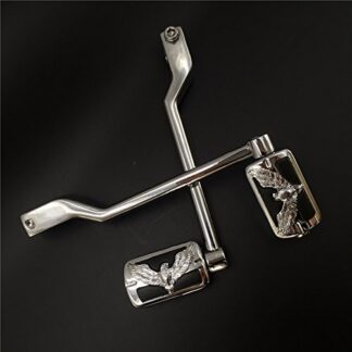 HTT GROUP Motorcycle Chromed 2 PCs Billet Style Heel/Toe Shift Lever Gear Shift Foot Lever with Eagle Hawk Foot Peg Footresr For Harley Davidson FL Softail Touring Trike FLST FLT FLHT