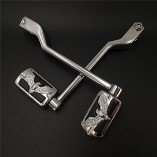 HTT GROUP Motorcycle Chromed 2 PCs Billet Style Heel/Toe Shift Lever Gear Shift Foot Lever with Eagle Hawk Foot Peg Footresr For Harley 86-later FL Softail Touring Trike FLST FLT FLHT