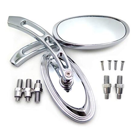 HTT GROUP Oval Shape Custom Chrome Mirrors Fit all Yamaha Cruiser Bikes models Royal Star/Stratoliner/Roadliner/Road Star/V-star/Warrior/V-Max/Virago and more