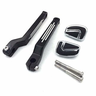 HTT Group Motorcycle Aluminum Chrome Airflow Shifter Pegs with Black Grooved Heel/Toe Shift Levers For 1986-later FL Softail/1988-later Touring and 2008-later Trike models